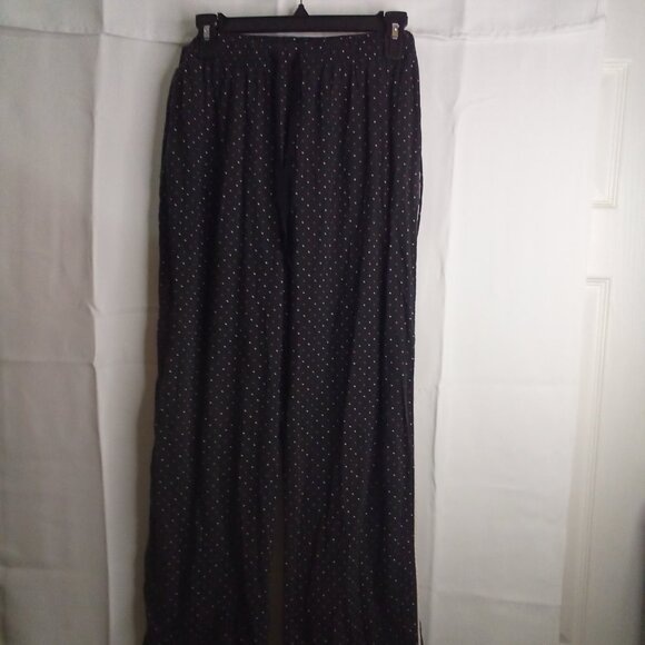 Victoria's Secret Pajama Pants Women M Sleep Bottom Elastic Polka Dot Black Pink - Picture 1 of 15